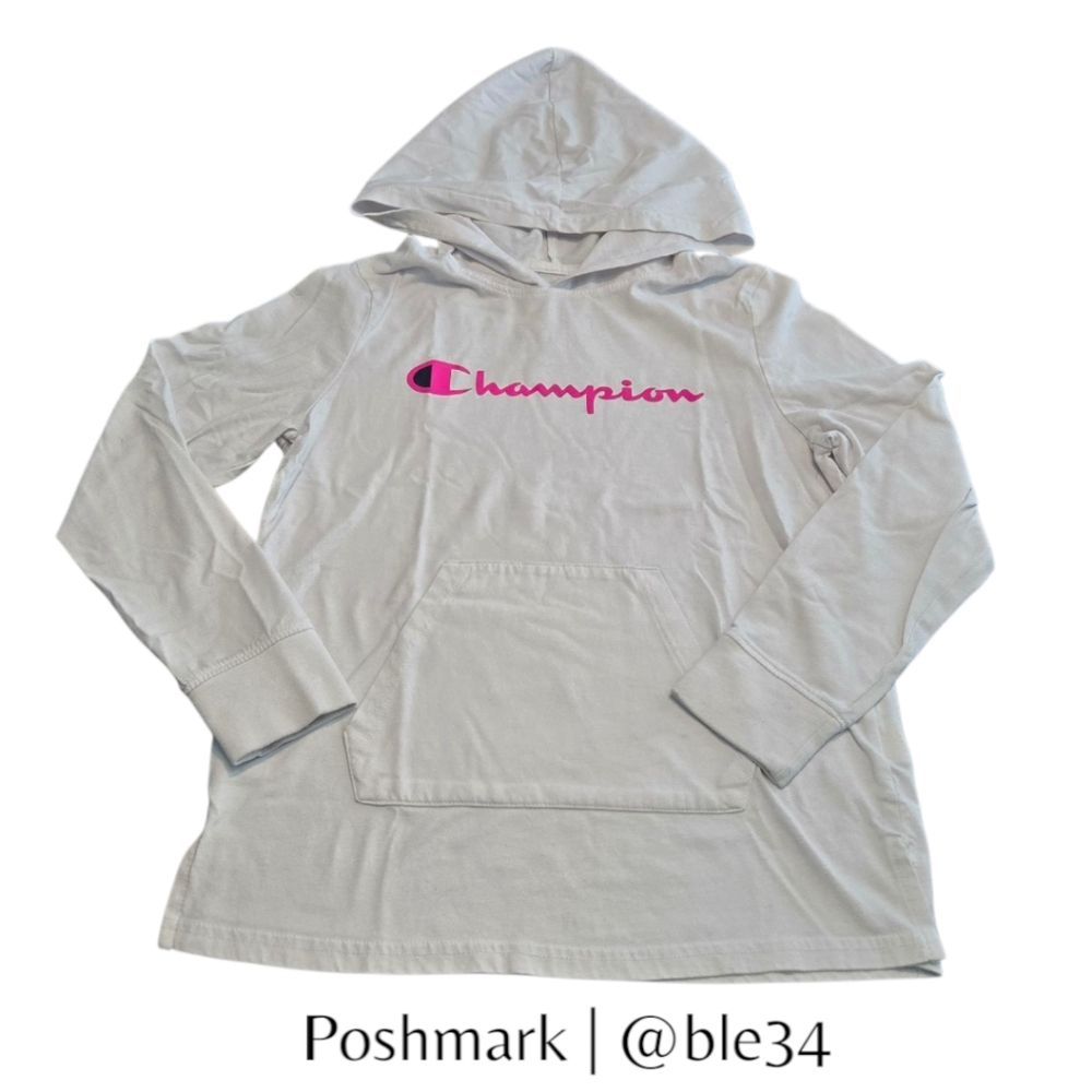 *SALE* Girl's Champion White Pullover Hoodie With Pink Logo Youth XL